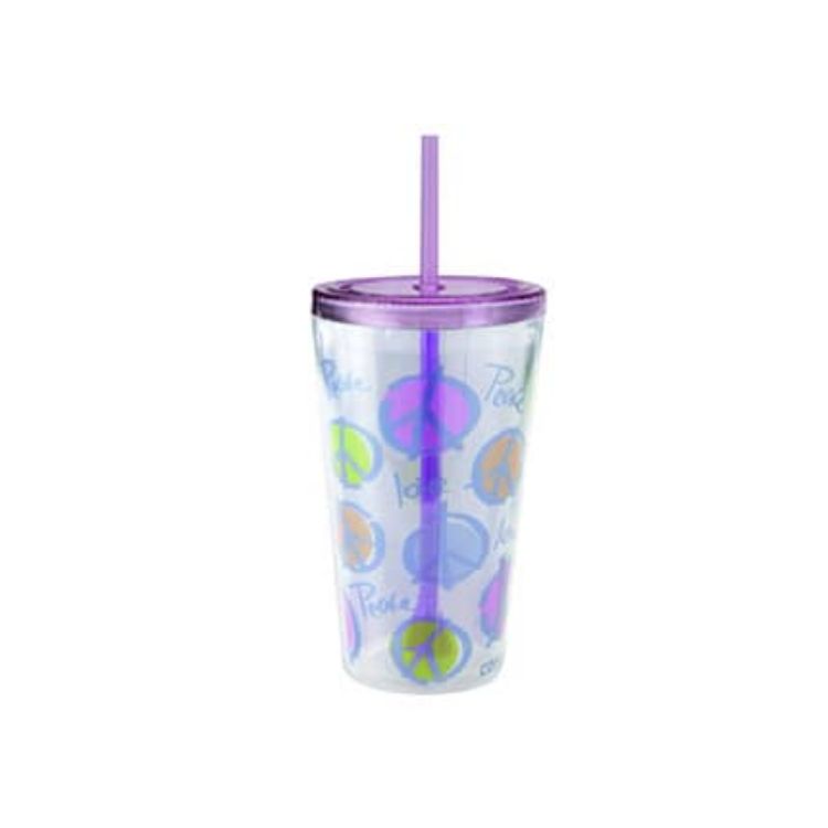 Picture of 24oz Plastic Cups with Lids & Straws